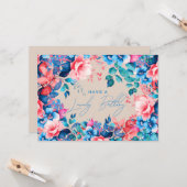 Carte Joyeux Jardin d'Anniversaire Floral Blue Rose Cham (Devant/Arrière en situation)