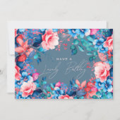 Carte Joyeux Jardin d'Anniversaire Floral Dusty Blue Blu (Devant)