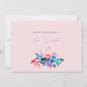 Carte Joyeux Jardin d'Anniversaire Floral Dusty Blue Blu (Dos)