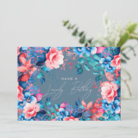 Joyeux Jardin d'Anniversaire Floral Dusty Blue Blu