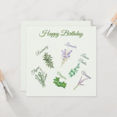 Carte Joyeux Jardin de plantes d'anniversaire, Plantes d (Devant/Arrière en situation)