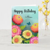 Carte Joyeux Jardin Fleur d'Anniversaire et Papillon (Fleur jaune)