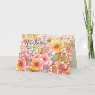 Carte Joyeux jardin fleuri pastel d'anniversaire