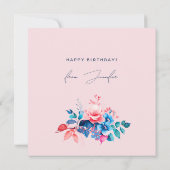 Carte Joyeux Jardin Floral Blush Marine Bleu (Dos)