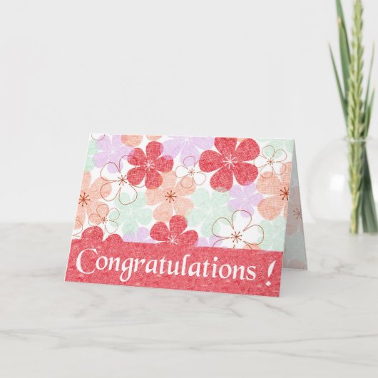 Carte Joyeux Jardin Rose - Félicitations ! (Devant)