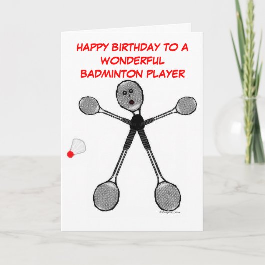 Carte Joyeux Joueur du badminton d'anniversaire (Devant)
