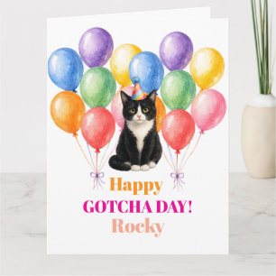 Carte Joyeux jour d'adoption chat Tuxedo Animal de compa
