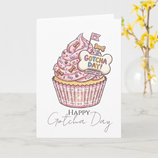 Carte Joyeux jour d'adoption chien à thème (Fleur jaune)
