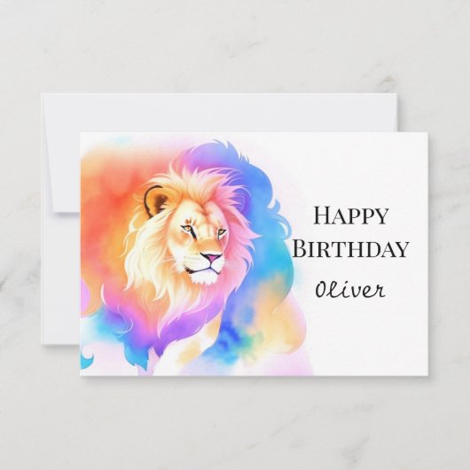 Carte Joyeux Jour d'anniversaire du lion de Boho moderne (Devant)