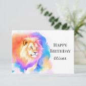 Carte Joyeux Jour d'anniversaire du lion de Boho moderne (Debout devant)