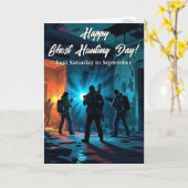 Carte Joyeux Jour de chasse aux fantômes ! Vacances amus (Fleur jaune)