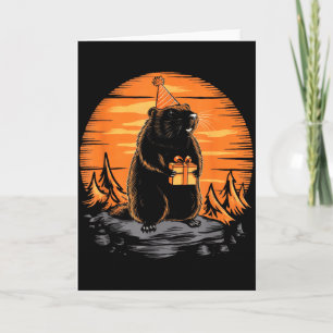 Carte Joyeux jour de la marmotte terrestre avec fête d'a