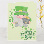Carte joyeux Jour de la Saint Patrick gnome (Fleur jaune)