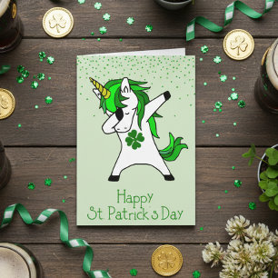 Carte Joyeux jour de la Saint-Patrick Licorne verte qui