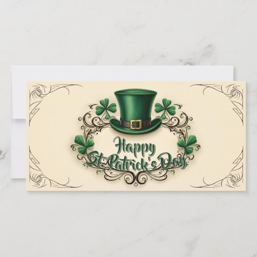 Carte Joyeux jour de la Saint-Patrick, motif de trèfle (Devant)