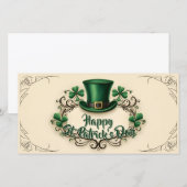 Carte Joyeux jour de la Saint-Patrick, motif de trèfle (Devant / Derrière)