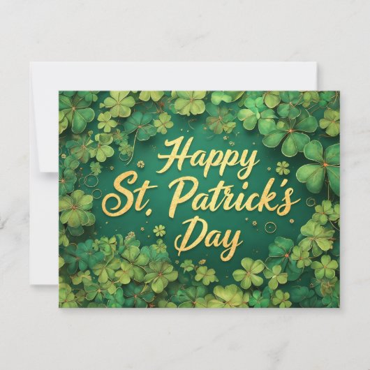 Carte Joyeux jour de la Saint-Patrick motif trèfle (Devant)