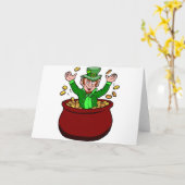 Carte Joyeux Jour de l'Saint Patrick Leprechaun Pot De P (Fleur jaune)