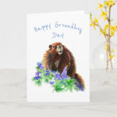Carte Joyeux Jour de marmotte mignonne Aquarelle de prin (Fleur jaune)