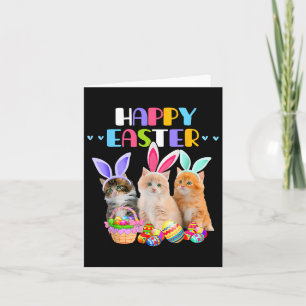 Carte Joyeux Jour de Pâques Lapin Chat Oeufs Bysket Homm