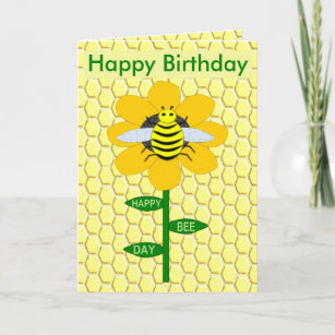 Carte Joyeux Jour des abeilles Anniversaire Bumblebee Pe