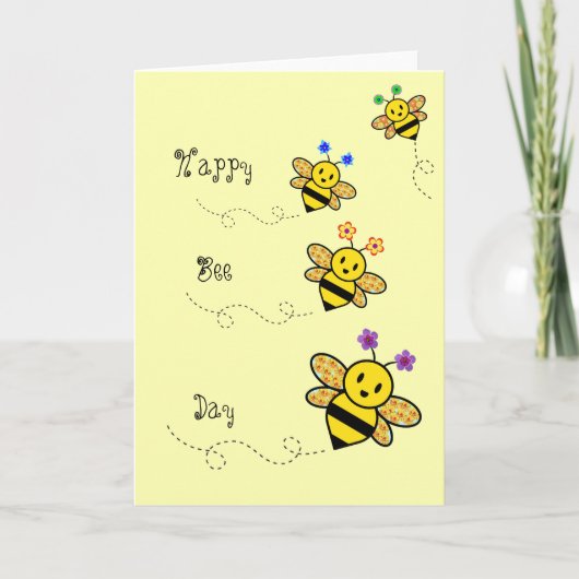 Carte Joyeux Jour des abeilles Whimsical Floral Geo Form (Devant)