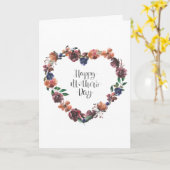 Carte Joyeux Jour des Mères Coeur Floral Fleurs Script (Fleur jaune)