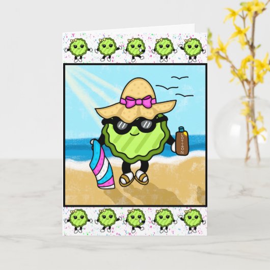 Carte Joyeux Jour ! | Funny Beach Pickle (Fleur jaune)