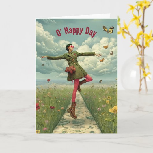 Carte Joyeux Jour | Salutation d'art surréaliste (Fleur jaune)