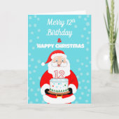 Carte Joyeux Joyeux 12e anniversaire Noël Père Noël (Devant)