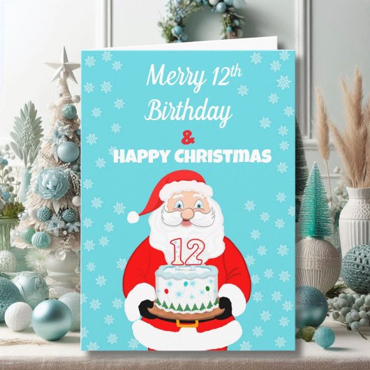 Carte Joyeux Joyeux 12e anniversaire Noël Père Noël