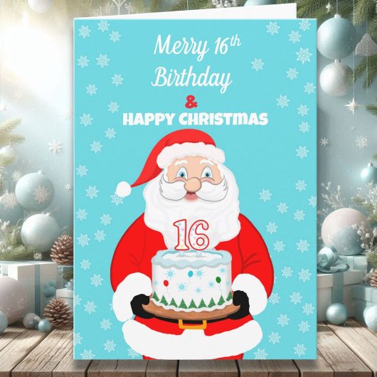 Carte Joyeux Joyeux 16e anniversaire Noël Père Noël