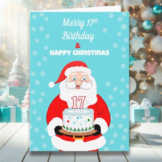 Carte Joyeux Joyeux 17e anniversaire Noël Père Noël