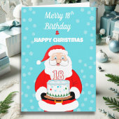 Carte Joyeux Joyeux 18e anniversaire Noël Père Noël