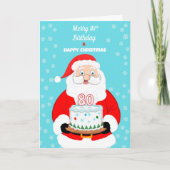 Carte Joyeux Joyeux 80e anniversaire Noël Père Noël (Devant)