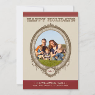 Carte Joyeux Joyeux Cadres vintages (rouge/taupe)