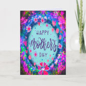 Carte Joyeux Joyeux Fête des Mères Floral Pretty Blue (Devant)