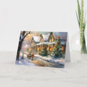 Carte Joyeux Joyeux Garçon De Vacances En Train De Tirer (Devant)