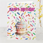 Carte Joyeux Joyeux Joyeux anniversaire (Fleur jaune)