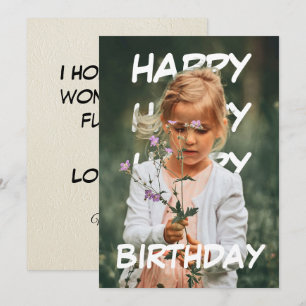 Carte Joyeux, Joyeux, Joyeux Anniversaire texte derrière
