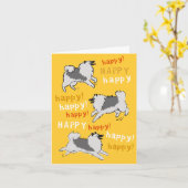 Carte Joyeux Joyeux Keeshond Chien Fête d'anniversaire (Fleur jaune)