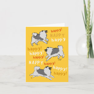 Carte Joyeux Joyeux Keeshond Chien Fête d'anniversaire
