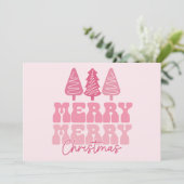 Carte Joyeux Joyeux Noël - Conception de vacances rose (Debout devant)