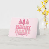 Carte Joyeux Joyeux Noël - Conception de vacances rose (Fleur jaune)