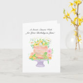 Carte Joyeux Juin Anniversaire Roses et citrons gâteau (Fleur jaune)