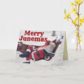 Carte Joyeux Junemas Père Noël (Fleur jaune)