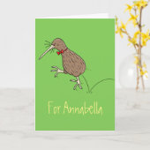 Carte Joyeux kiwi de saut avec dessin de cravate arc (Fleur jaune)