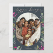 Carte Joyeux Kwanzaa Blue & Chic avec feuillage d' (Devant)