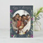 Carte Joyeux Kwanzaa Blue & Chic avec feuillage d' (Debout devant)