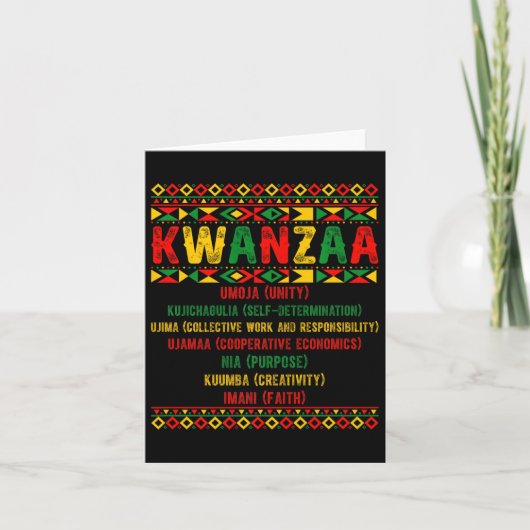 Carte Joyeux Kwanzaa Pyjama Kinara Principes Bougies Poê (Devant)
